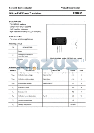 2SB755 datasheet - Silicon PNP Power Transistors