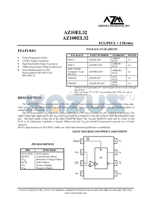 AZ100EL32 datasheet - ECL/PECL  2 Divider