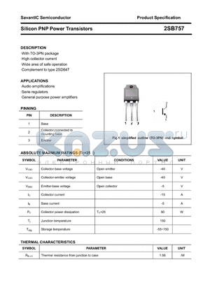 2SB757 datasheet - Silicon PNP Power Transistors