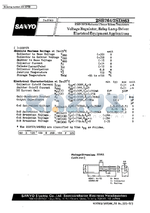 2SB764 datasheet - Voltage Regulator, Relay Lamp Driver Electrical Equipment Applications