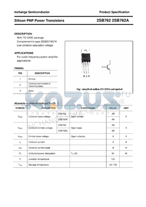 2SB762A datasheet - Silicon PNP Power Transistors