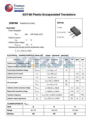 2SB766 datasheet - Plastic-Encapsulated Transistors