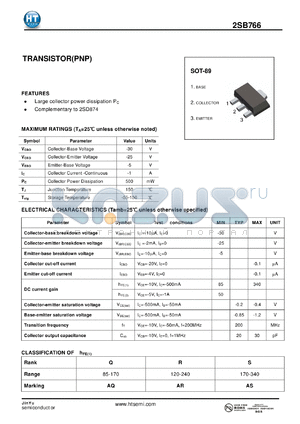 2SB766 datasheet - TRANSISTOR(PNP)