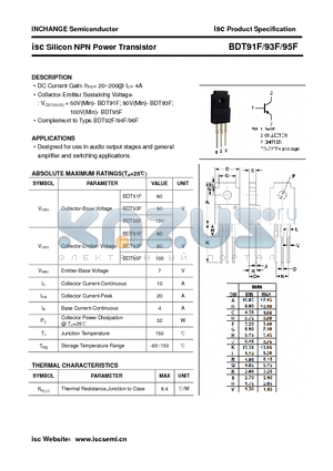 BDT91F datasheet - isc Silicon NPN Power Transistor
