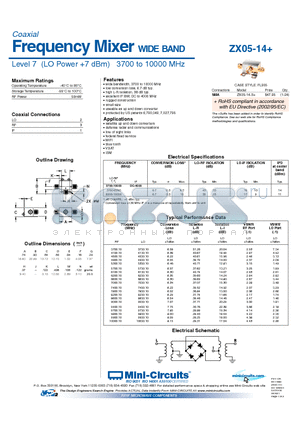 CY7C1520KV18 datasheet - Frequency Mixer wide band Level 7 (LO Power 7 dBm) 3700 to 10000 MHz