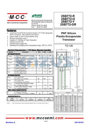 2SB772-GR datasheet - PNP Silicon Plastic-Encapsulate Transistor