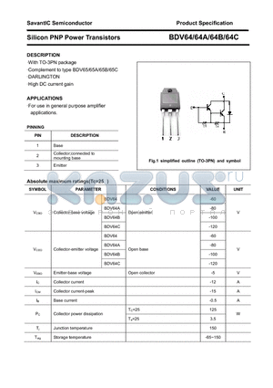 BDV64C datasheet - Silicon PNP Power Transistors