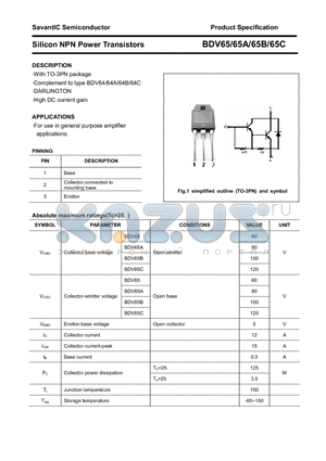 BDV65A datasheet - Silicon NPN Power Transistors