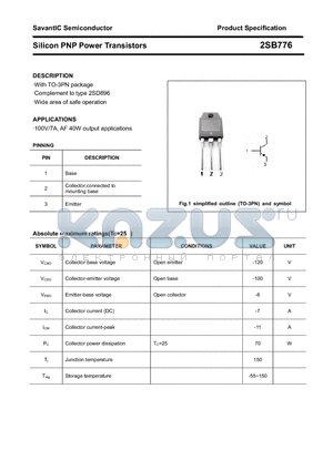 2SB776 datasheet - Silicon PNP Power Transistors
