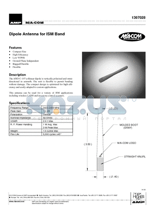 1307028 datasheet - Dipole Antenna for ISM Band