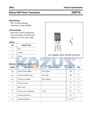 2SB778 datasheet - Silicon PNP Power Transistors