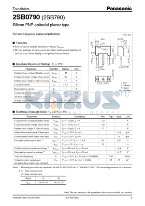 2SB790 datasheet - For Low-Frequency Output Application