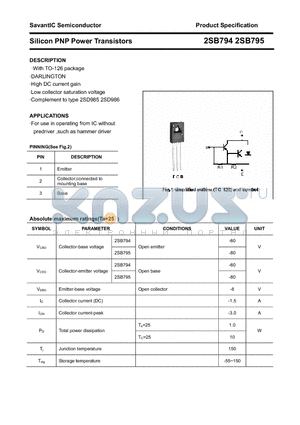 2SB794 datasheet - Silicon PNP Power Transistors