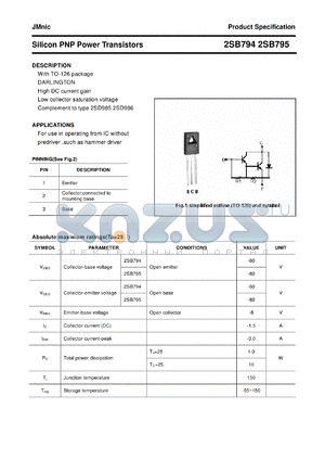 2SB794 datasheet - Silicon PNP Power Transistors