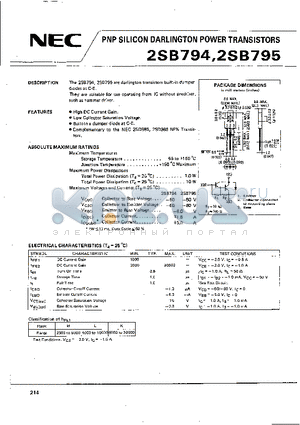 2SB795 datasheet - PNP SILICON DARLINGTON POWER TRANSISTORS