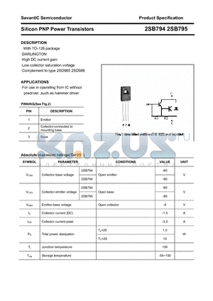2SB795 datasheet - Silicon PNP Power Transistors