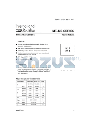 130MT100KB datasheet - THREE PHASE BRIDGE