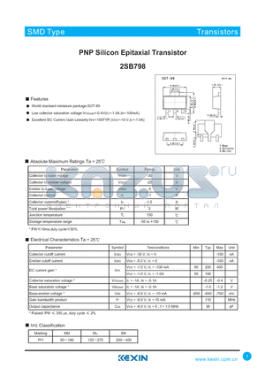 2SB798 datasheet - PNP Silicon Epitaxial Transistor