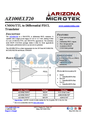 AZ100ELT20_12 datasheet - CMOS/TTL to Differential PECL Translator