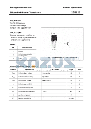2SB825 datasheet - Silicon PNP Power Transistors