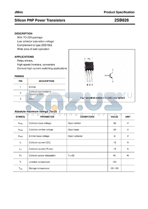 2SB826 datasheet - Silicon PNP Power Transistors