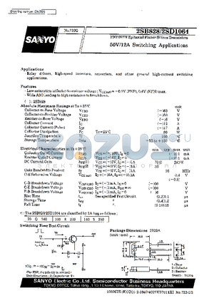 2SB828 datasheet - 50V/12A Switching Applications