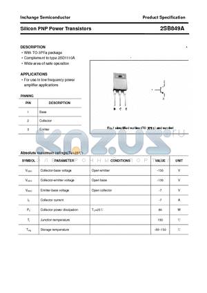 2SB849A datasheet - Silicon PNP Power Transistors