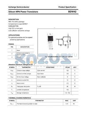 BDW42 datasheet - Silicon NPN Power Transistors