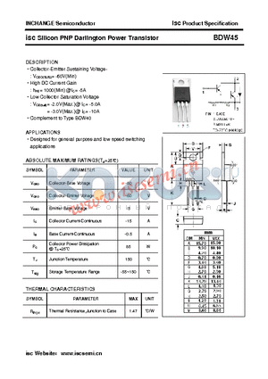 BDW45 datasheet - isc Silicon PNP Darlington Power Transistor