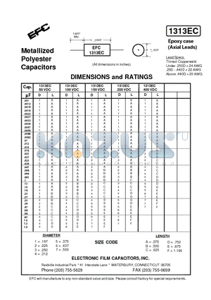 1313EC datasheet - Metallized Polyester Capacitors