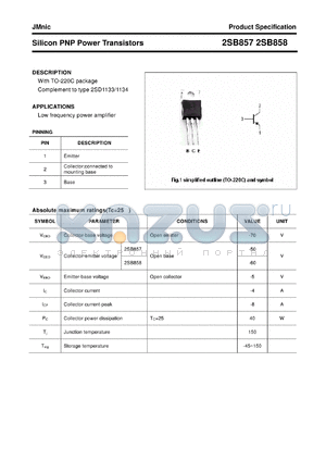 2SB858 datasheet - Silicon PNP Power Transistors