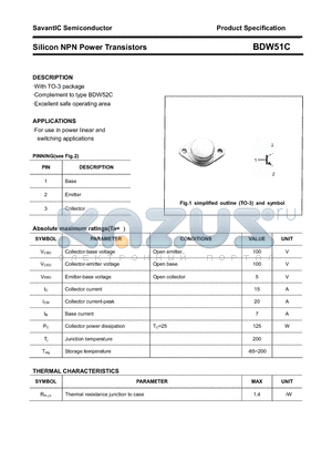 BDW51C datasheet - Silicon NPN Power Transistors