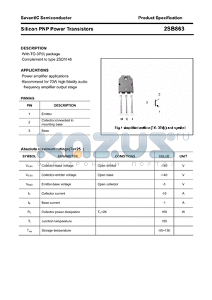 2SB863 datasheet - Silicon PNP Power Transistors