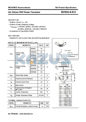 BDW52 datasheet - isc Silicon PNP Power Transistor