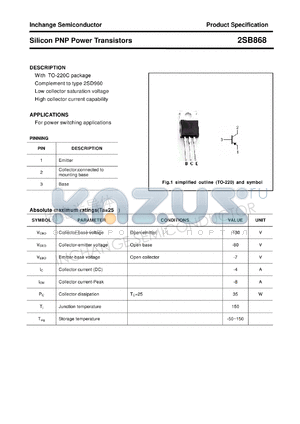 2SB868 datasheet - Silicon PNP Power Transistors