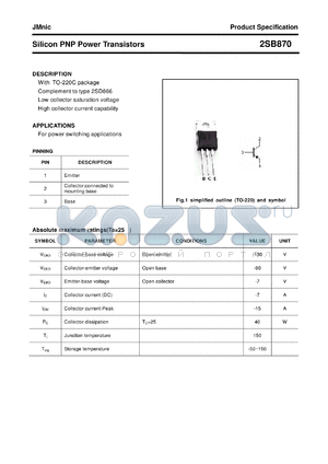 2SB870 datasheet - Silicon PNP Power Transistors