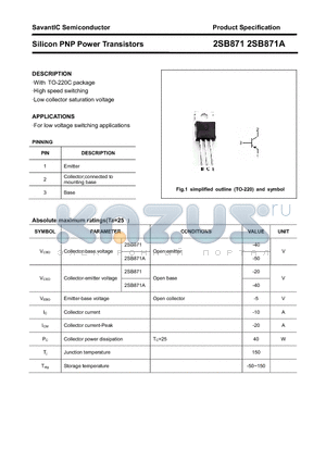 2SB871 datasheet - Silicon PNP Power Transistors