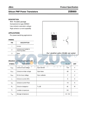 2SB869 datasheet - Silicon PNP Power Transistors