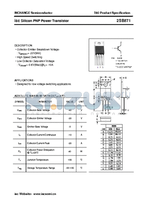 2SB871 datasheet - isc Silicon PNP Power Transistor