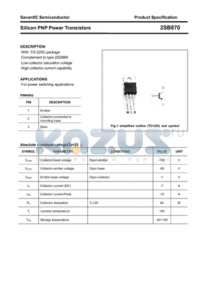 2SB870 datasheet - Silicon PNP Power Transistors