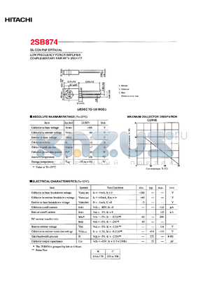 2SB874 datasheet - LOW PREQUENCY POWER AMPLIFIER COMPLEMENTARY PAIR WITH 2SD1177