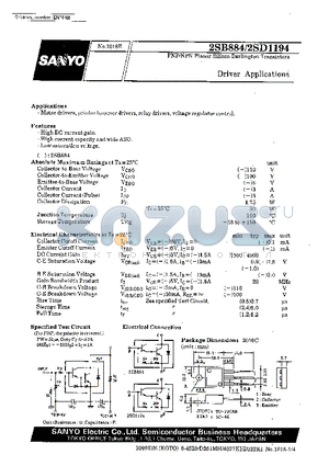 2SB884 datasheet - Driver Applications