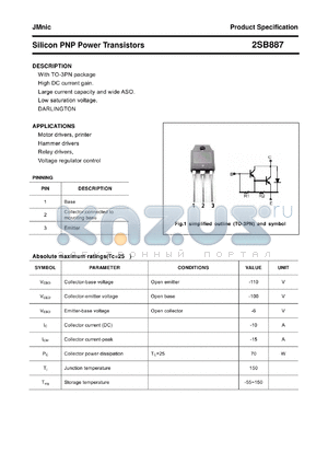 2SB887 datasheet - Silicon PNP Power Transistors