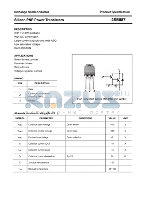 2SB887 datasheet - Silicon PNP Power Transistors