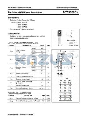 BDW55 datasheet - isc Silicon NPN Power Transistors
