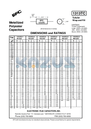 1313TC-1 datasheet - Metallized Polyester Capacitors
