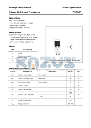 2SB903 datasheet - Silicon PNP Power Transistors