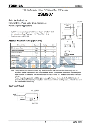 2SB907_10 datasheet - Switching Applications Hammer Drive, Pulse Motor Drive Applications Power Amplifier Applications