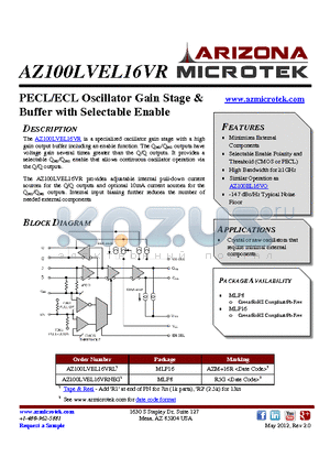 AZ100LVEL16VTNA+ datasheet - PECL/ECL Oscillator Gain Stage & Buffer with Selectable Enable