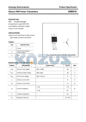 2SB919 datasheet - Silicon PNP Power Transistors